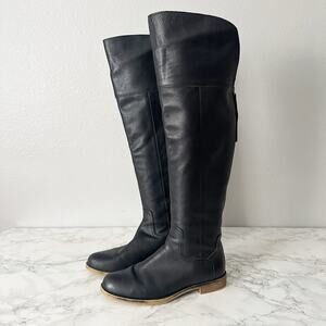 Franco Sarto Haleen Black Leather Over The Knee Boots Women’s Size 8 back zip